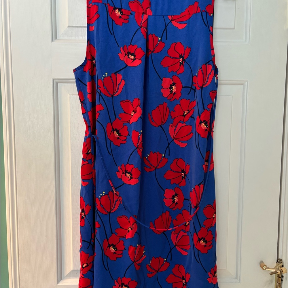 41 Hawthorn Blue and Red Floral Midi Dress
